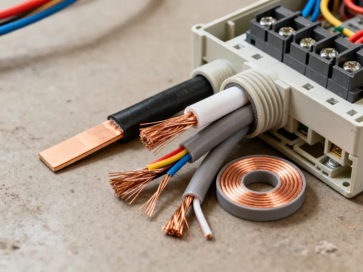 Różne przewody elektryczne stosowane w instalacji domowej