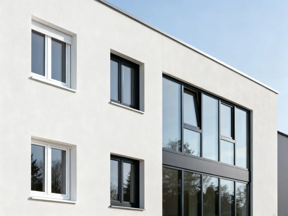 Nowoczesny dom z oknami PCV i aluminiowymi przeszkleniami