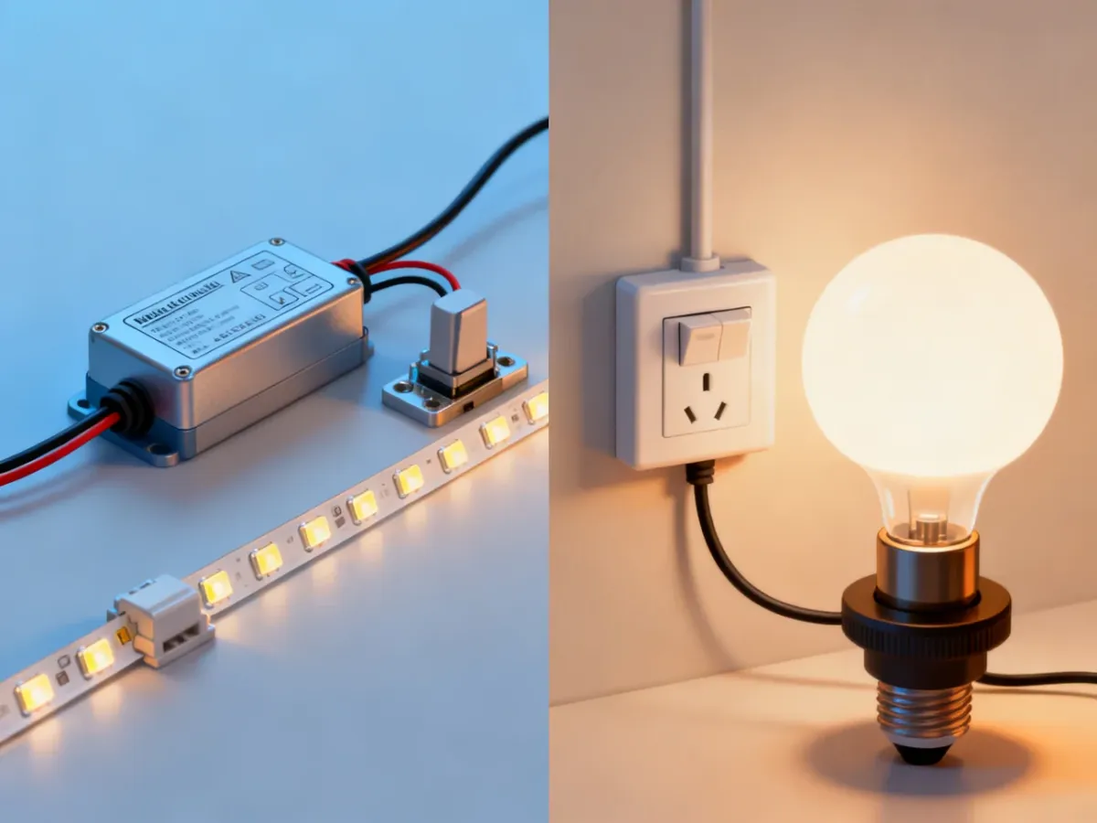 Porównanie podłączenia ściemniacza LED w instalacji 12/24 V i 230 V