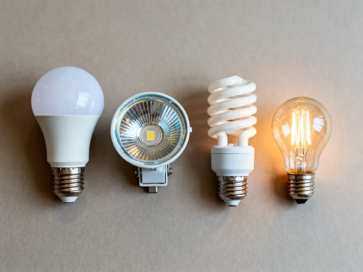 Porównanie żarówki LED, halogenowej, świetlówki kompaktowej i tradycyjnej