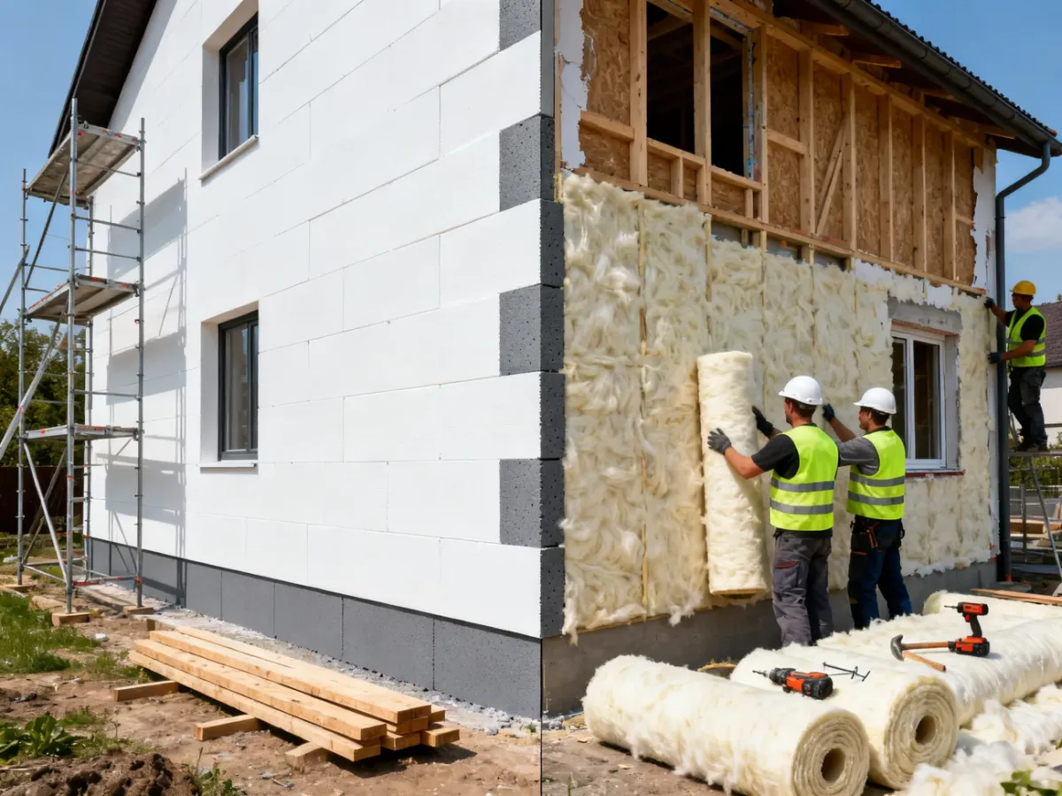 Dom jednorodzinny ocieplany styropianem i wełną mineralną